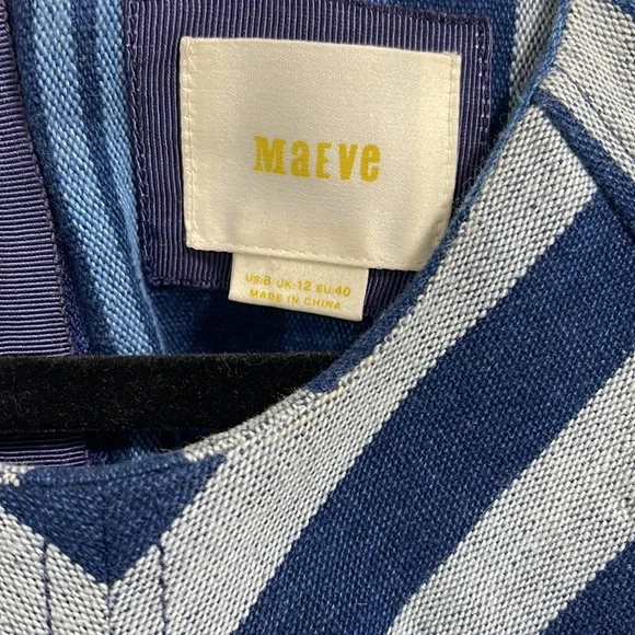 Anthropologie Maeve Blue Chevron Antonia Sleeveless Dress - Picture 4 of 7